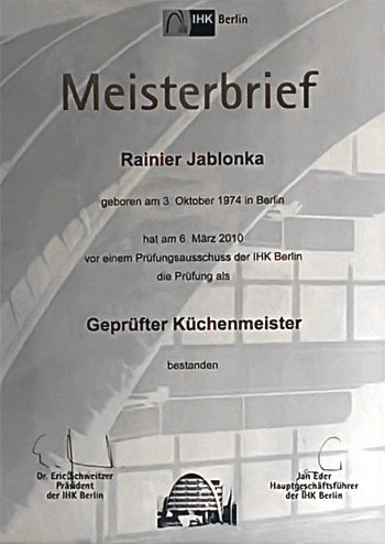 Rainier Werth Meisterbrief